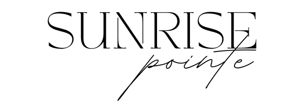 The image displays the words "SUNRISE" and "pointe" in a stylized font.